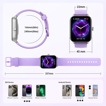 Smart Watch for Women Android & iPhone, Alexa Built-in, IP68 Waterproof Activity Fitness Tracker with Bluetooth Call (Answer/Make), 1.8" Smartwatch with Heart Rate/SpO2/Sleep Monitor, 100+ Sports Mode | Pink