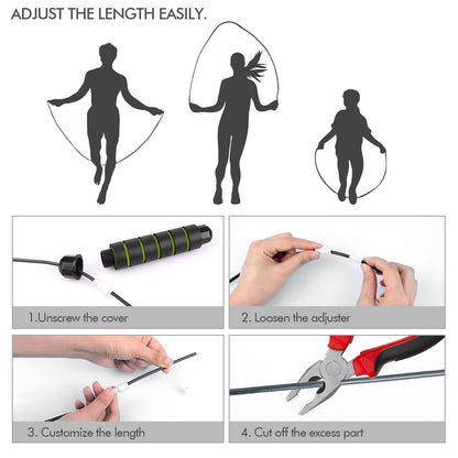 Jump Rope, Tangle-Free Rapid Speed Jumping Rope Cable with Ball Bearings for Women, Men, and Kids, Adjustable Steel Jump Rope with Foam Handles for Home Gym Exercise Fitness Workout Equipment & Slim Body