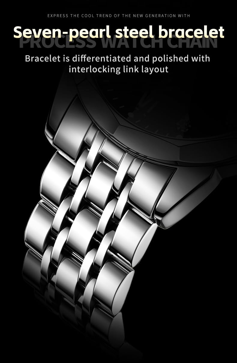 OLEVS Skeleton Men Watches Automatic Business Luxury Diamond Self Winding Watch for Men Stainless Steel Calendar Wrist Watch