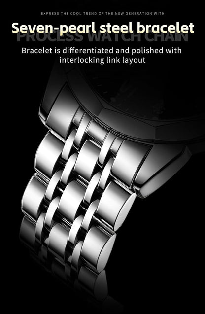 OLEVS Skeleton Men Watches Automatic Business Luxury Diamond Self Winding Watch for Men Stainless Steel Calendar Wrist Watch