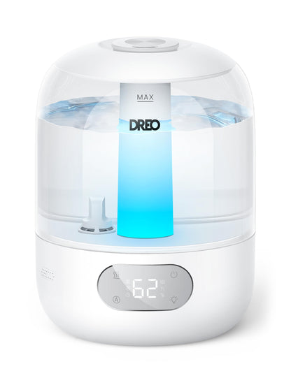 DREO Humidifiers for Bedroom, 3L Top Fill 30H & 26dB Quiet Runtime for Large Room, Cool Mist Ultrasonic Humidifier with Humidity Sensor, Night Light for Home, Baby, Nursery, Plants, 360° Nozzle, Black