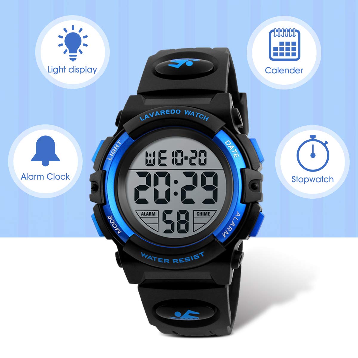 Kids Watch,Boys Watch for 3-15 Year Old Boys,Digital Sport Outdoor Multifunctional Chronograph LED 50 M Waterproof Alarm Calendar Analog Watch for Children with Silicone Band,Kids Gift