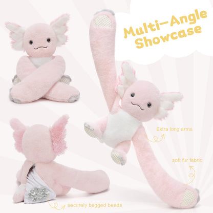 MaoGoLan 47" Giant Axolotl Stuffed Animal,Ultra Soft Salamander Kids Body Pillow Plush,4 Feet Jumbo Throw Pillow Plushie for Axolotl Lover,Home Decor,Gifts
