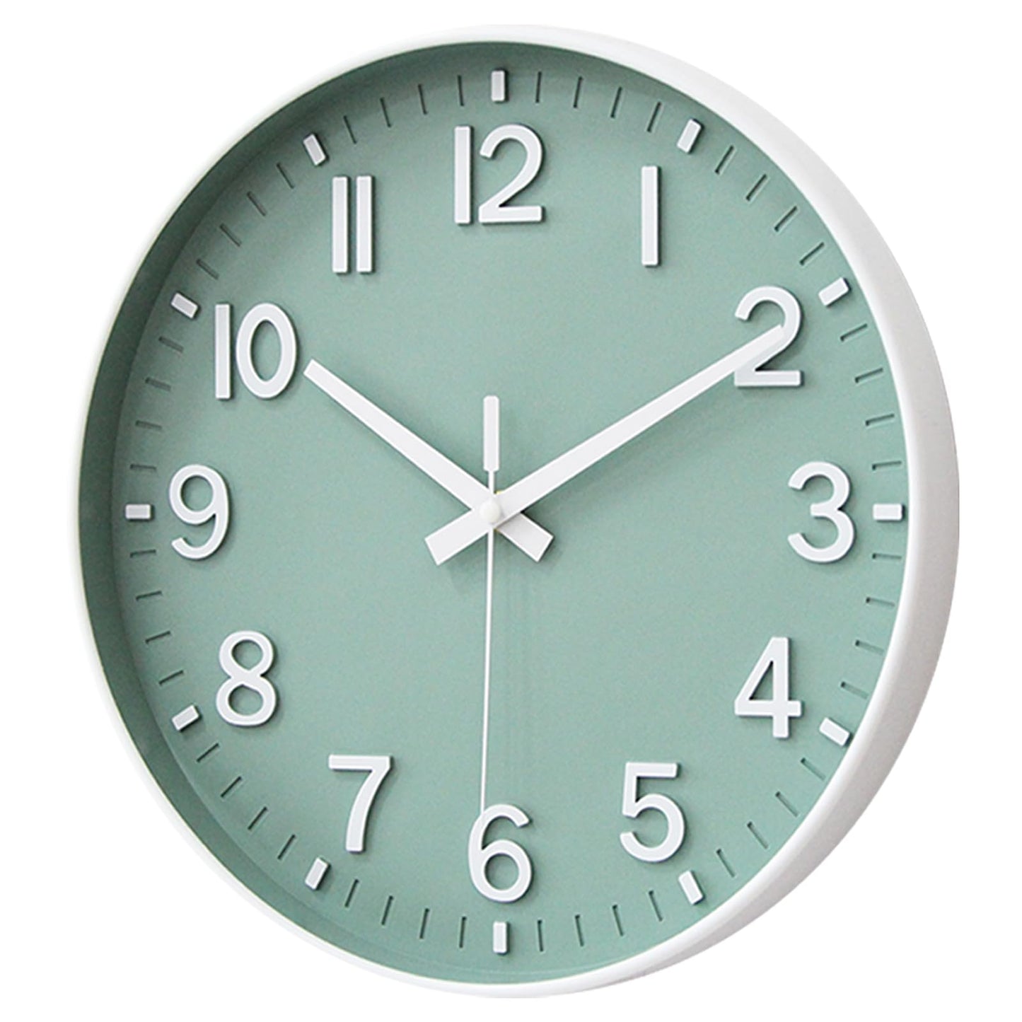 HZDHCLH Wall Clocks Battery Operated,Wall Clock Green,8 inch Wall Clock Silent Non Ticking Modern 3D Numbers for Kitchen Bedroom Living Room Office Classroom Decor