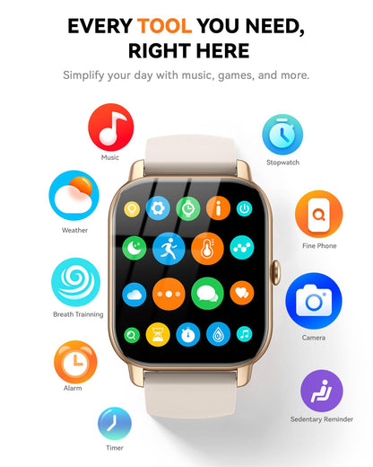 Smart Watches for Men Women, Fitness Tracker with Activity Counter/Sleep Monitor, IP68 Waterproof Smart Watch for Android iPhone iOS Compatible (Jet Black, 1.83)