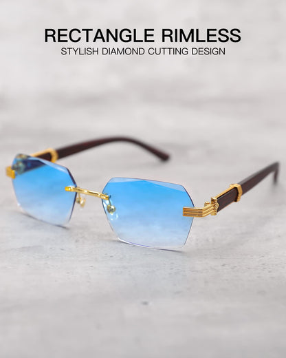 Pro Acme Rimless Rectangle Sunglasses for Men Women Hexagon Shade Eyewear Frameless y2k Glasses