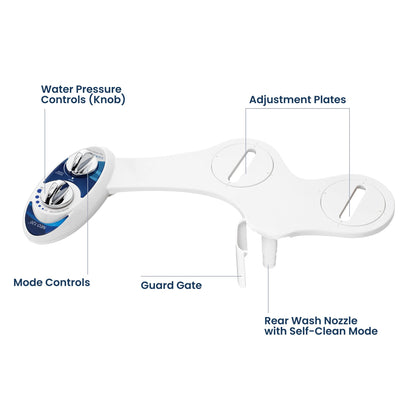 LUXE Bidet NEO 120 - Single Nozzle, Self-Cleaning, Non-Electric Bidet Attachment for Toilet Seat, Adjustable Water Pressure, Rear Wash (White)