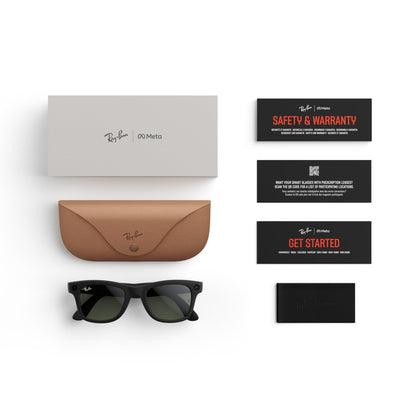 Meta Ray-Ban (Gen 1), Wayfarer Large, Matte Black | Smart AI Glasses for Men, Women — 12 MP Ultra-Wide Camera, Audio, Video Recording, Bluetooth — Polarized Gradient Graphite Lenses — Sunglasses