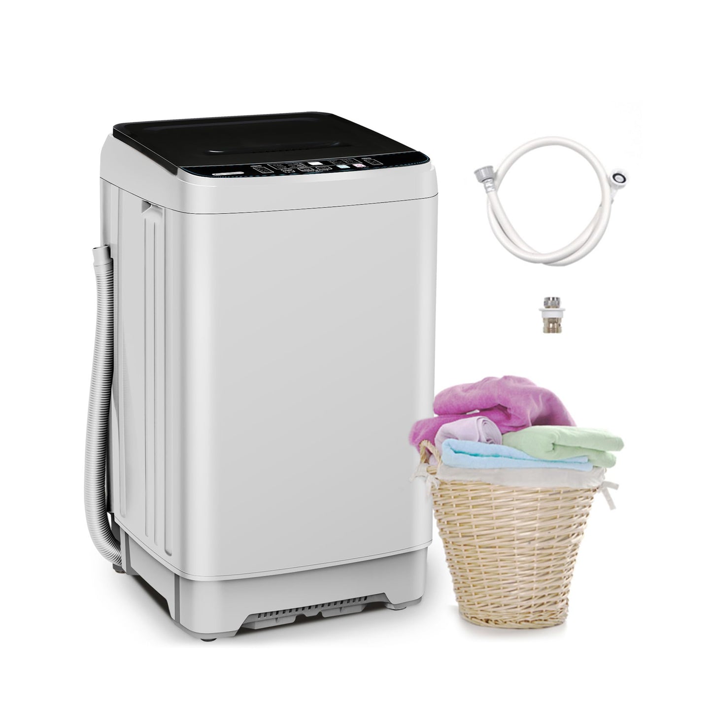 Portable Washing Machine, 17.7lbs Full-Automatic Small Washing Machine for Apartment, 10 Wash Programs with Drain Hose Dorm Size Portable Washer for RV, Home, College, Grey