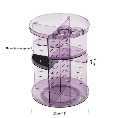 Rotating Makeup Organizer, DIY 8 Adjustable Layers Spinning Skincare Storage, Cosmetic Display Case with Brush Holder and Perfume Tray, Multi-Function Vanity Bathroom Countertop Organizer Black