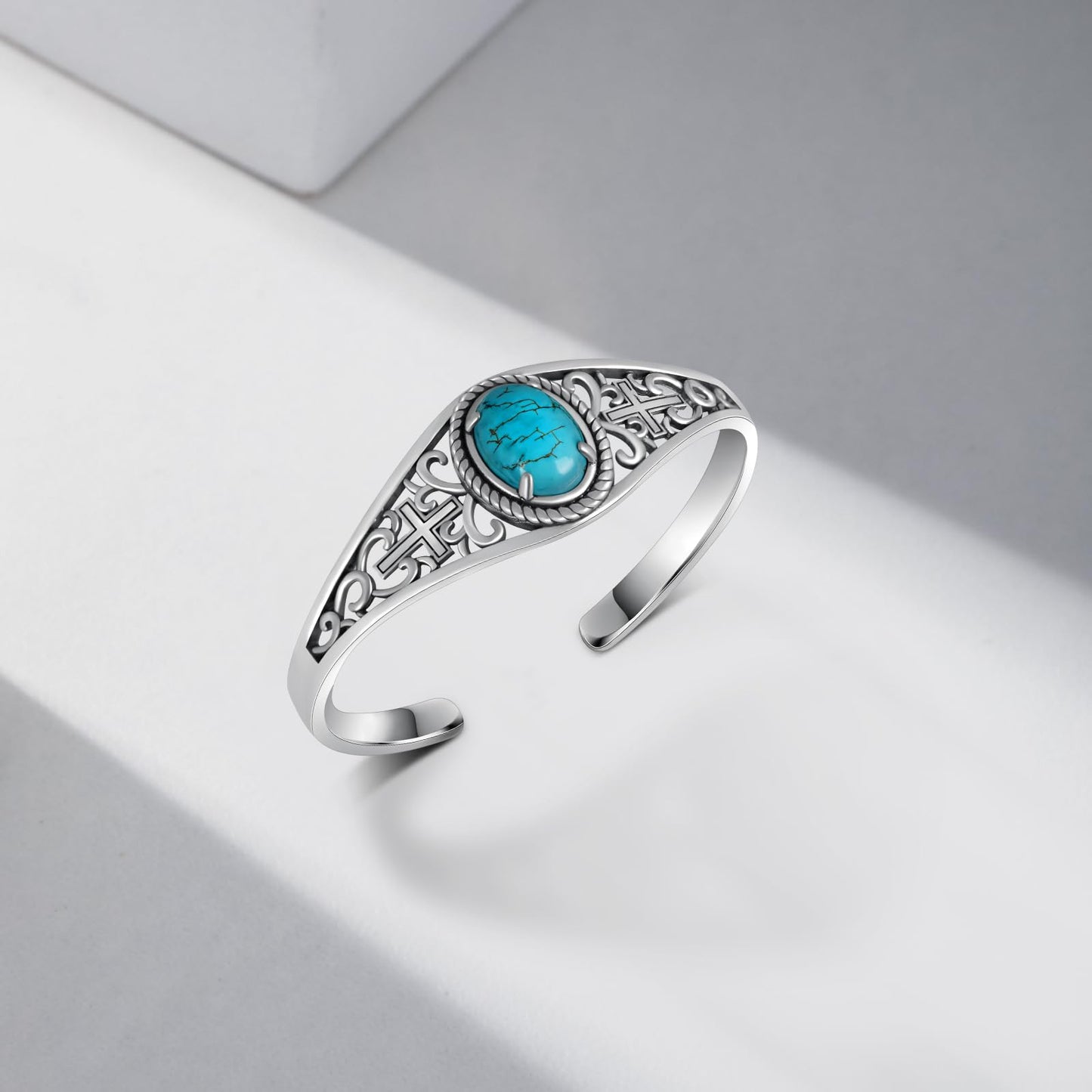 Genuine Turquoise Bracelet for Women 925 Sterling Silver Real Turquoise Cuff Bracelet Vintage Western Jewelry for Women