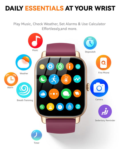 Smart Watches for Men Women, Fitness Tracker with Activity Counter/Sleep Monitor, IP68 Waterproof Smart Watch for Android iPhone iOS Compatible (Jet Black, 1.83)