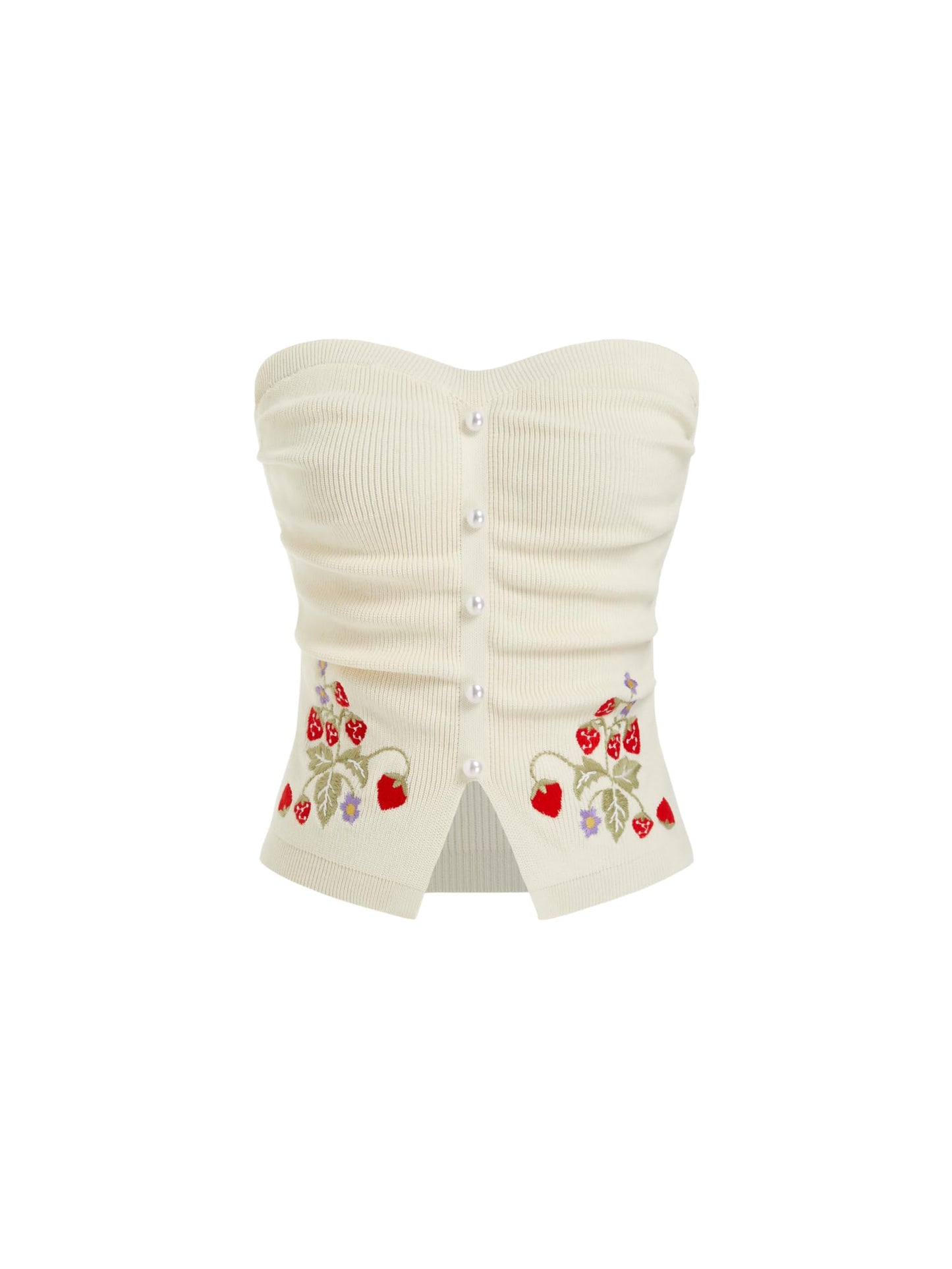 CIDER Faux Pearl Tube Tops for Women Crop Knit Split Hem Ruched Going Out Tops Cute Summer Outfits Y2K