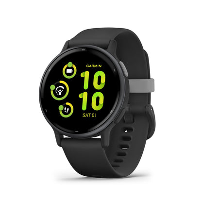Garmin Vívoactive 5, Health and Fitness GPS Smartwatch, AMOLED Display, Up to 11 Days of Battery, Slate Aluminum Bezel with Black Case and Silicone Band | Up to 11 Days Battery, 5 Atm, Corning Gorilla Glass 3