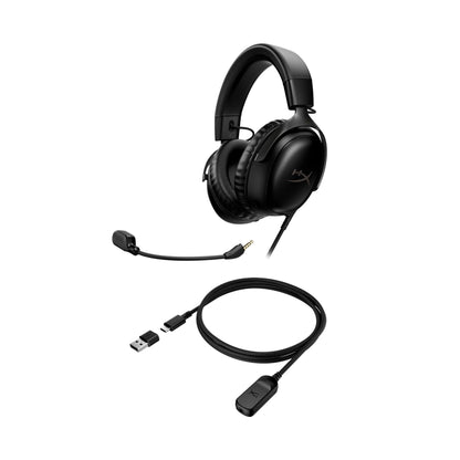 HyperX Cloud III – Wired Gaming Headset, PC, PS5, Xbox Series X|S, Angled 53mm Drivers, Spatial Audio, Memory Foam, Durable Frame, Ultra-Clear 10mm Mic, USB-C, USB-A, 3.5mm – Black/Red