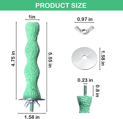 Bird Beak Grinding Stone, Anti-Slip Parrot Nail Trimming Stick, Parrot Resin Beak Grinder, Washable Claw Trimmer Care Stand for Budgie, Conures, Parakeets Cage Accessories (2, Green, 5 inch)