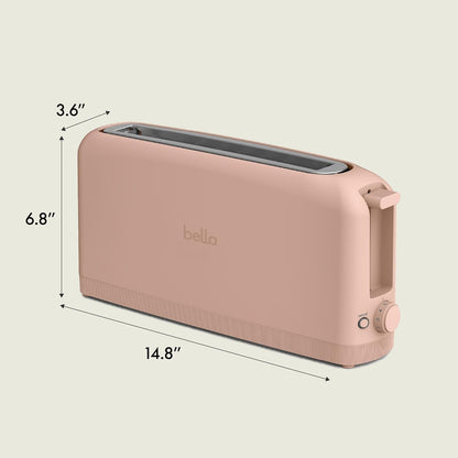 bella 2 Slice Slim Toaster, Fits-anywhere™ Kitchenware, 6 Setting Shade Control with Reheat & Cancel Buttons, Fits sourdough, 10” Long Slot, Anti Jam & Auto Shutoff, 900 Watt, Oatmilk