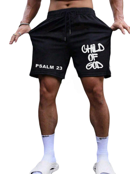QJQ Men's Letter Graphic Drawstring Waist Shorts Summer Casual Workout Athletic Gym Track Shorts Streetwear
