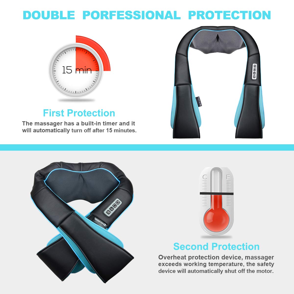 Mo Cuishle Women Men Gifts, Shiatsu Back Shoulder and Neck Massager with Heat, Electric Deep Tissue 4D Kneading Massage, Best Gifts for Mom Dad Wife Husband her Him, Christmas, Birthday (NOT Cordless)