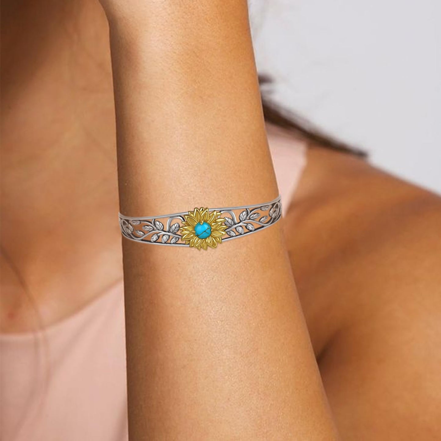 Genuine Turquoise Bracelet for Women 925 Sterling Silver Real Turquoise Cuff Bracelet Vintage Western Jewelry for Women