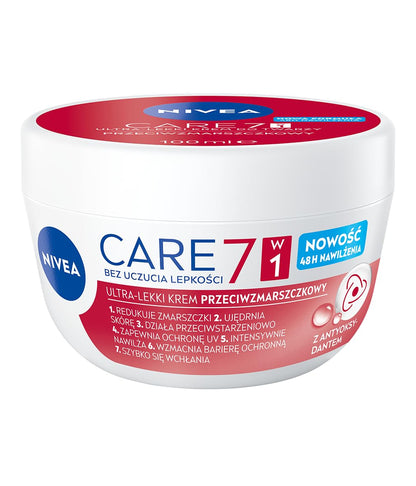 NIVEA Care Lightweight Face Cream for Daily Use, 100 ml Moisturizing Facial Cream with Vitamin E-Infused Formula for Everyday Skin Care Comfort and Everyday Use