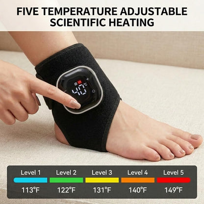 Red Light Cordless Ankle Massager with Heat & Vibration, for Foot & Ankle Pain Relief, 5 Heat Levels, 3 Massage Modes,Travel & Home Use (Charcoal Black-2 Pack)