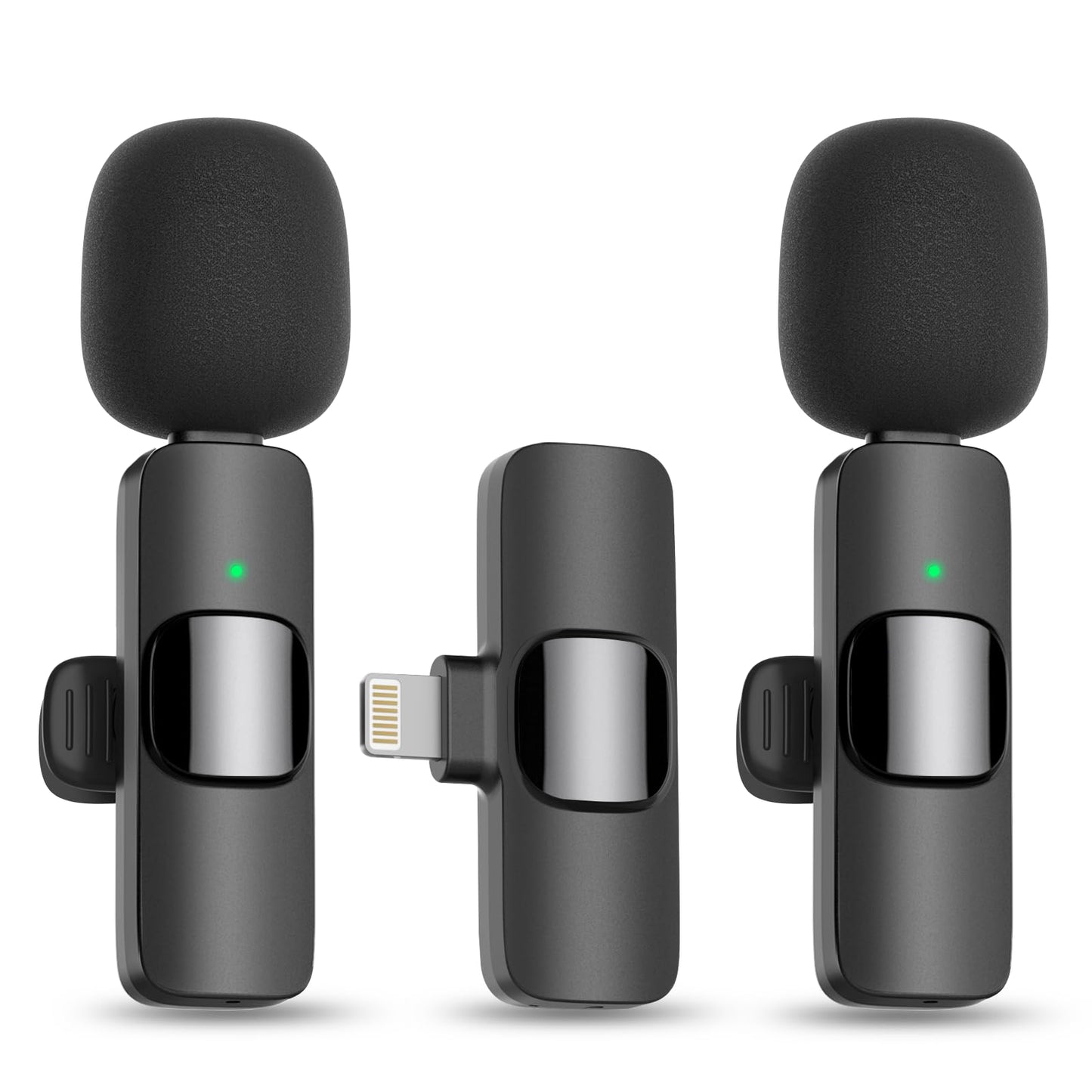 MAYBESTA Wireless Mini Microphone for iPhone, Android Phone - 2 Pack Lavalier Lapel Mic for Audio Video Recording - Clip on Content Creator Microphones for YouTube Tiktok Podcast Vlogging