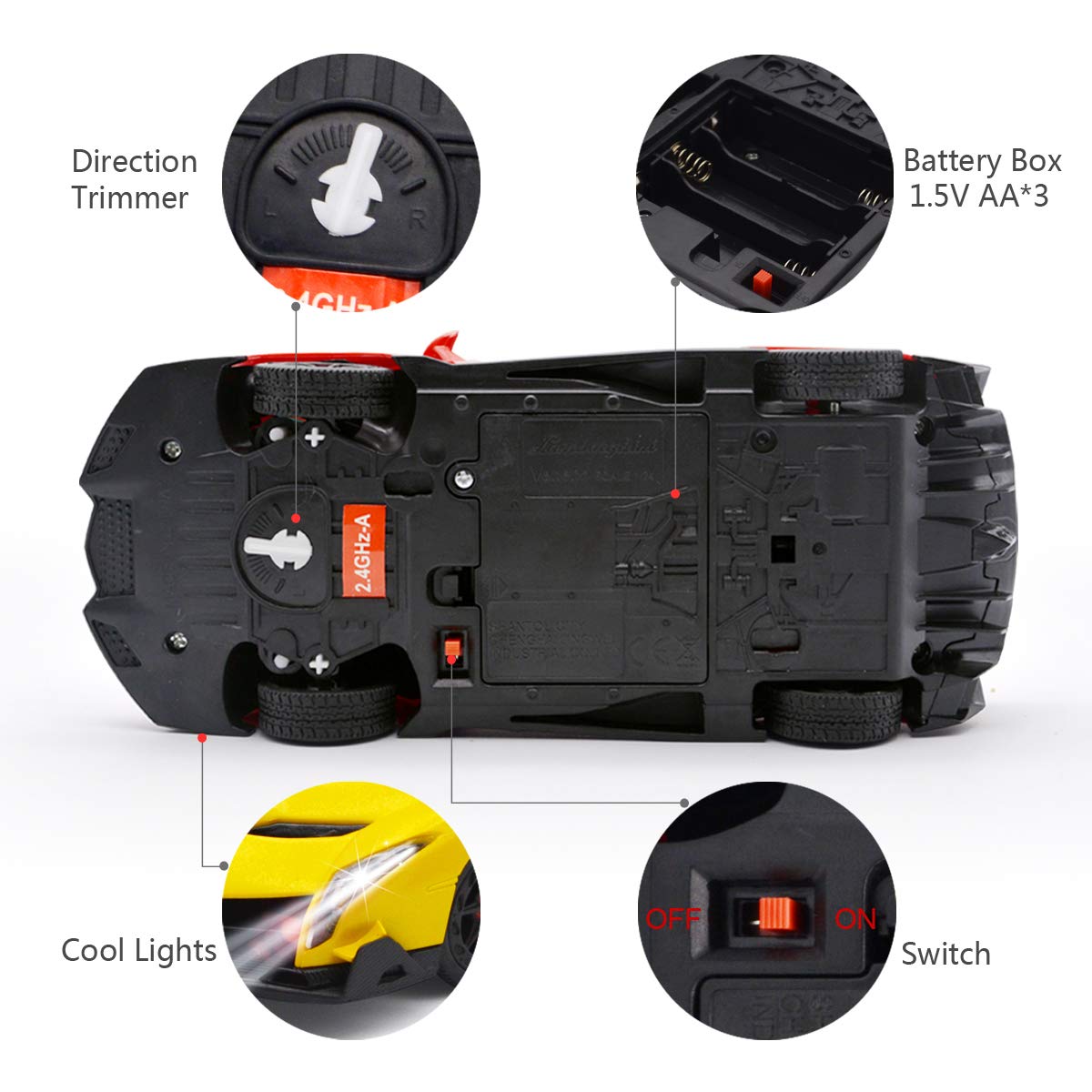 Remote Control RC CAR Racing Cars Compatible with Lamborghini Veneno Officially Licensed 1:24 Toy RC Cars Model Vehicle for Boys 6,7,8 Years Old,red