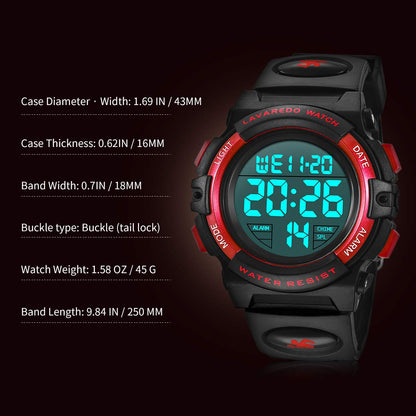 Kids Watch,Boys Watch for 3-15 Year Old Boys,Digital Sport Outdoor Multifunctional Chronograph LED 50 M Waterproof Alarm Calendar Analog Watch for Children with Silicone Band,Kids Gift