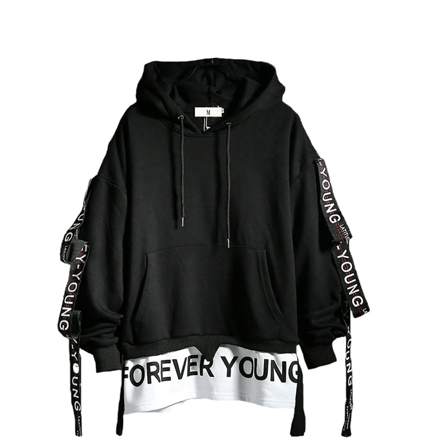 DUDHUH Mens Hoodie Fashion Pullover Letter Print Tracksuit Techwear Casual Coat Hip-Hop Sweatshirt