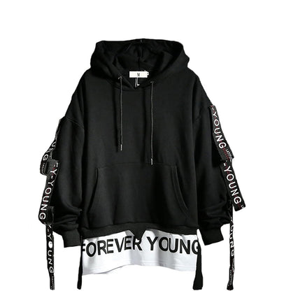 DUDHUH Mens Hoodie Fashion Pullover Letter Print Tracksuit Techwear Casual Coat Hip-Hop Sweatshirt