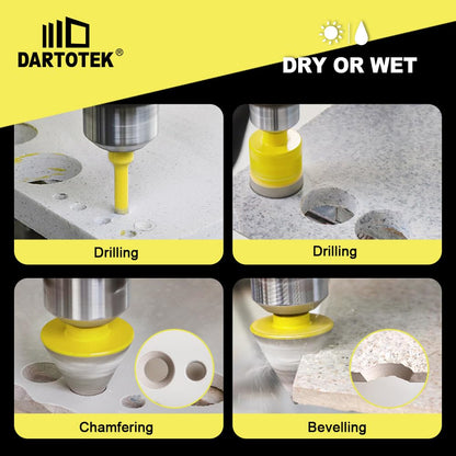Diamond Core Drill Bits Set for Tile, DARTOTEK 10PCS Porcelain Hole Saw Kit with Aluminum Case, (6/6/8/20/35/50/65mm+2" Chamfer bit +SDS Adapter, Dry/Wet Drilling for Ceramic, Granite & Marble