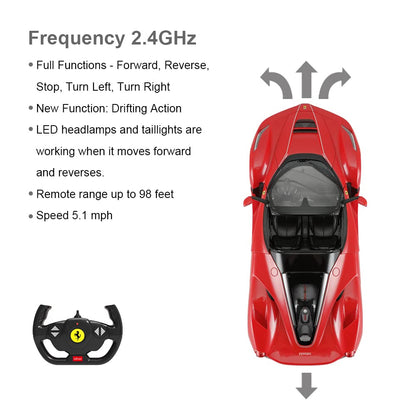 RASTAR RC Car | 1/14 Scale Ferrari LaFerrari Radio Remote Control R/C Toy Car Model Vehicle for Boys Kids, Red