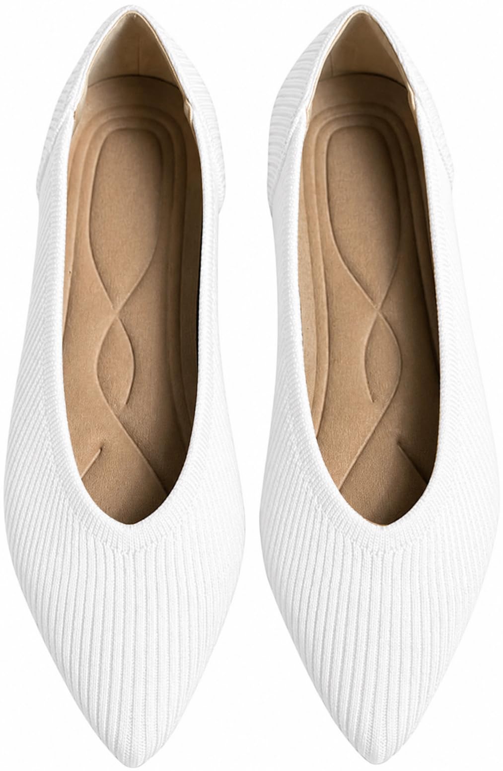 TINGRISE Women's Flats Shoes Pointed Toe Knit Ballet Comfortable Dressy Slip On Flat