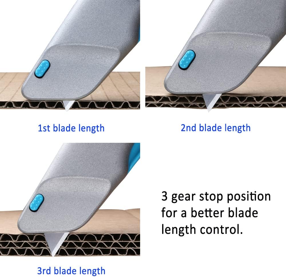 Nova Squeeze Trigger Utility Knife and Heavy Duty Box Cutter, Self Retractable Safety Knife for Cardboard & Work, Ergonomic Aluminum Body, Safety-Lock Design, Durable and Safe