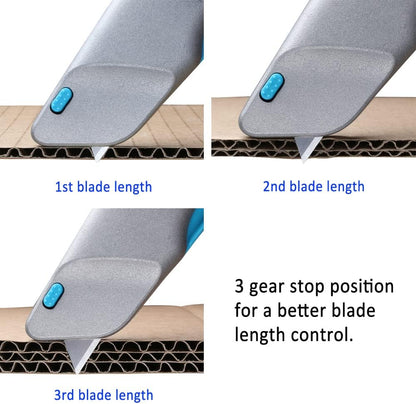Nova Squeeze Trigger Utility Knife and Heavy Duty Box Cutter, Self Retractable Safety Knife for Cardboard & Work, Ergonomic Aluminum Body, Safety-Lock Design, Durable and Safe