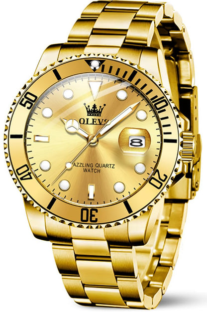 OLEVS Luxury Watches for Men Big Face Stainless Steel Business Dress Analog Quartz Watch with Day Waterproof Luminous Mens Wrist Watch
