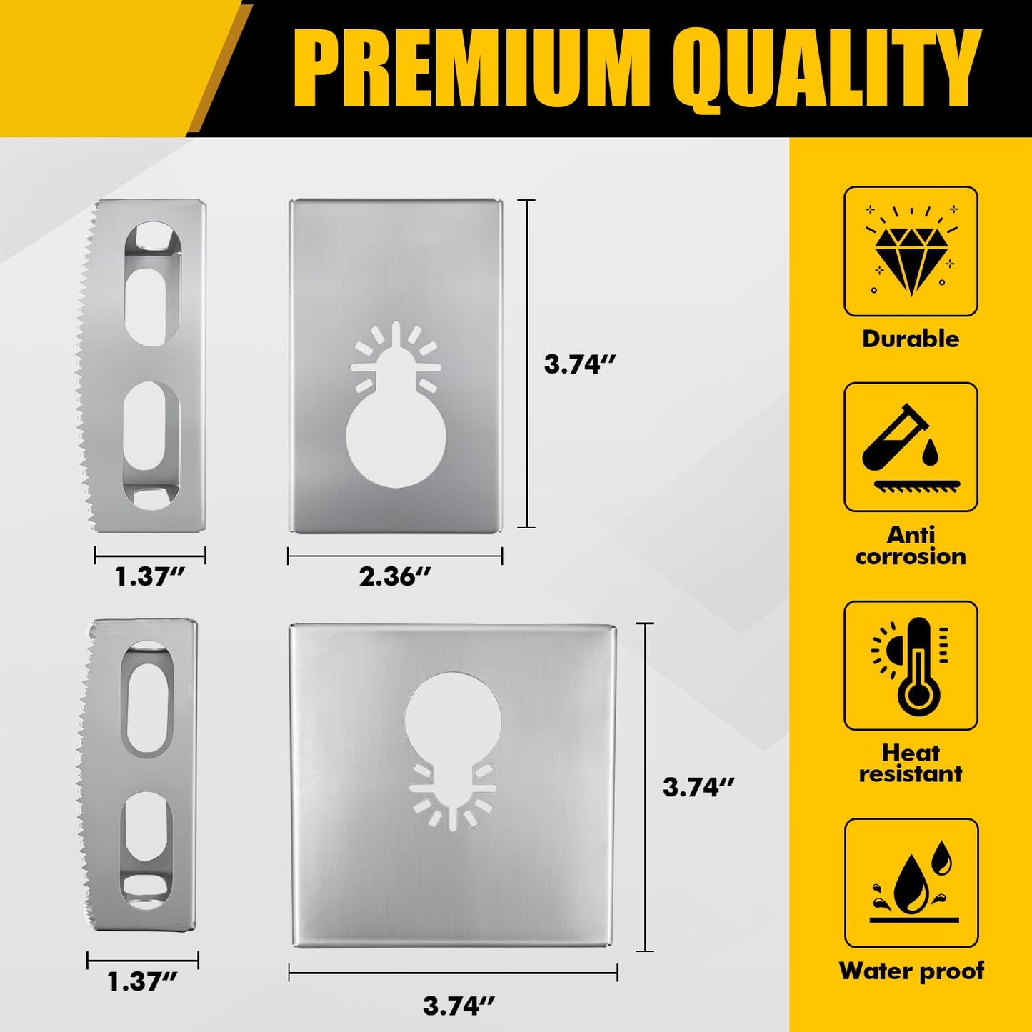 Square Slot Cutter Compatible for Dewalt 20V & Milwukee M18 Oscillating Multi-Tool to Cut-in Single Gang Wall Gang Electrical Boxes,Outlet Cutter for Drywall,Efficient Cutting Tool,1 Pcs square-shaped