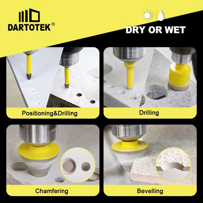 Diamond Core Drill Bits Set for Tile, DARTOTEK 10PCS Porcelain Hole Saw Kit with Aluminum Case, (6/6/8/20/35/50/65mm+2" Chamfer bit +SDS Adapter, Dry/Wet Drilling for Ceramic, Granite & Marble
