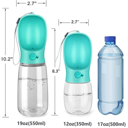 Kalimdor Dog Water Bottle, Leak Proof Portable Puppy Water Dispenser with Drinking Feeder for Pets Outdoor Walking, Hiking, Travel, Food Grade Plastic (19oz Blue)