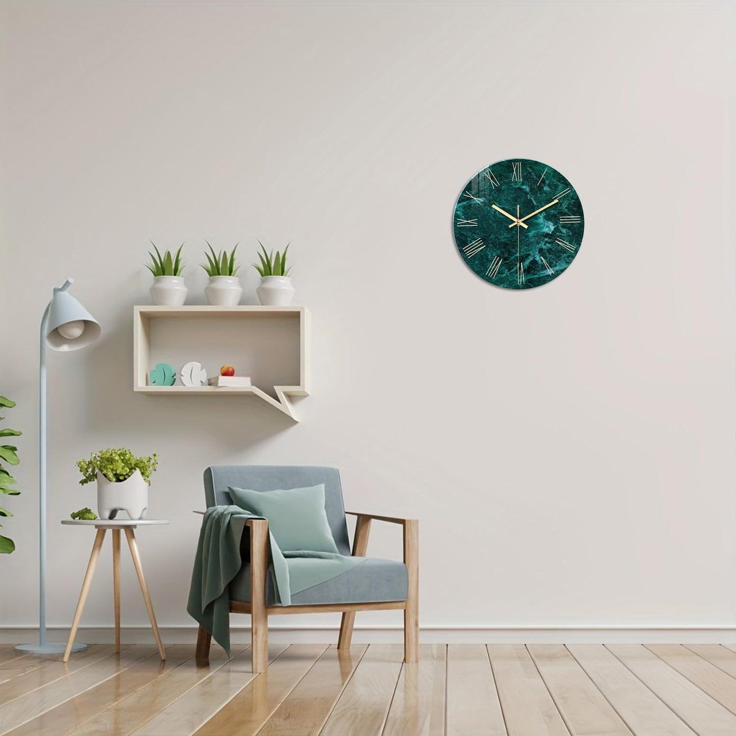 White Marble Glass Wall Clocks Battery Operated 12 Inch Abstract Decorative Analog Wall Clocks for Living Room Bedroom Office Silent Wall Clock Modern