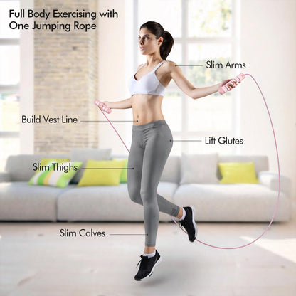 Jump Rope, Tangle-Free Rapid Speed Jumping Rope Cable with Ball Bearings for Women, Men, and Kids, Adjustable Steel Jump Rope with Foam Handles for Home Gym Exercise Fitness Workout Equipment & Slim Body