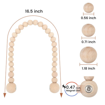 KLOGTSIND Magnetic Curtain Tiebacks, Curtain Holdbacks for Curtains 2 Pack, Wood Bead Curtain Holders for Boho Bedroom Decor, Baby Nursery Decor, Farmhouse Decor