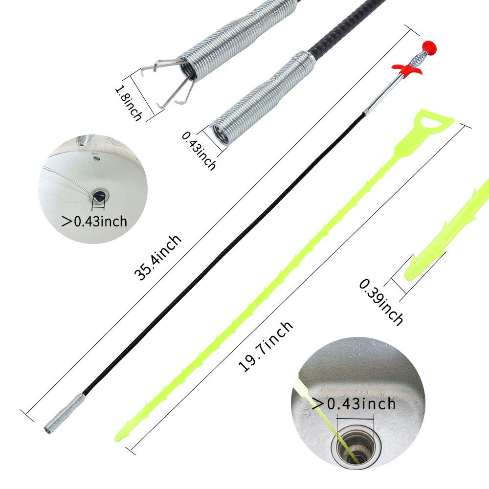 DR.PEN Flexible Grabber Claw Pick Up Reacher Tool (Drain Clog Remove Tool), With 4 Claws Bendable Hose Pickup Reaching Assist Tool for Litter Pick, Home and Kitchen Sink, Drains, Toilet (63 inch)