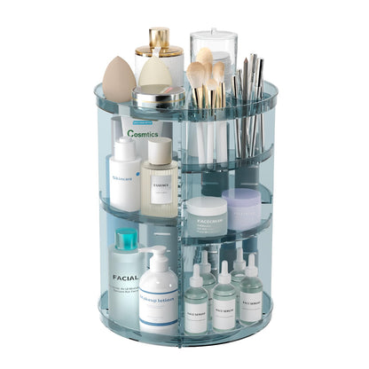 Rotating Makeup Organizer, DIY 8 Adjustable Layers Spinning Skincare Storage, Cosmetic Display Case with Brush Holder and Perfume Tray, Multi-Function Vanity Bathroom Countertop Organizer Black