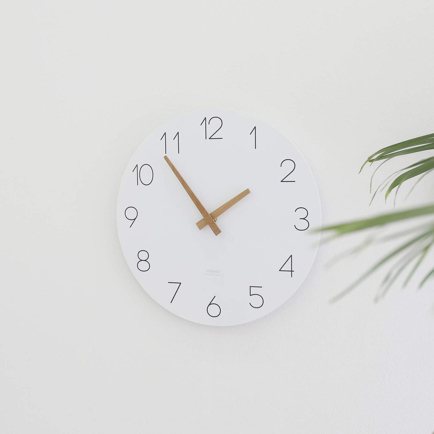 mooas Wooden Frame Flatwood Wall Clock,12" Non-Ticking Sweep Movement Decorative Battery Operated Wall Clock for Home Living Room Kitchen Bedroom Office School (Dark Brown)