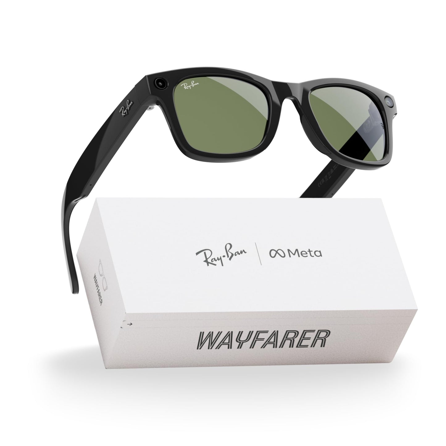 Meta Ray-Ban (Gen 1), Wayfarer Large, Matte Black | Smart AI Glasses for Men, Women — 12 MP Ultra-Wide Camera, Audio, Video Recording, Bluetooth — Polarized Gradient Graphite Lenses — Sunglasses