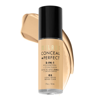 Milani Conceal + Perfect 2-in-1 Foundation + Concealer for a Flawless Complexion, Under Eye Corrector, Cover Redness and Imperfections, Waterproof and Sweatproof - 05A-Natural Beige