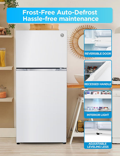 Commercial Cool 20 Cu. Ft. Top Mount Refrigerator with Freezer, 2-Door Refrigerator with Top Freezer and Adjustable Temperature Control, Ice Maker Ready, Energy Star Certified, Stainless Look