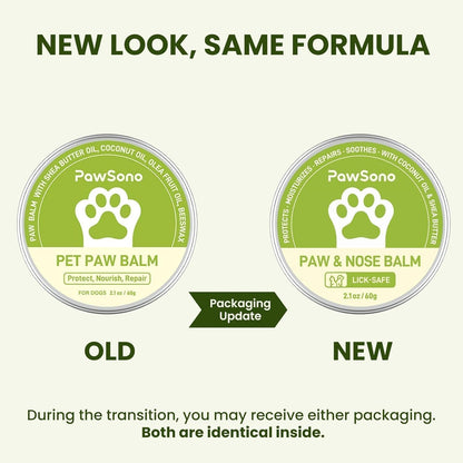 PawSono Lick-Safe Dog Paw & Nose Balm with Coconut Oil | All-Natural Dog Paw Protector Against Hot Pavement & Sand, Great for Dogs who Hate Dog Booties or Shoes (2.1 oz / 60 g)